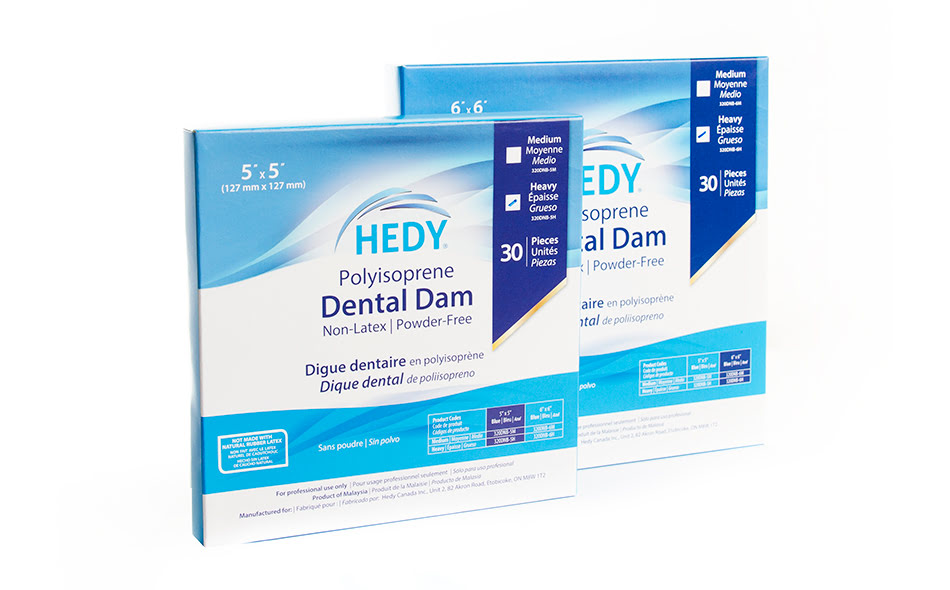 Polyisoprene Dental Dam, 5" x 5", Medium Gauge, Blue, Latex-Free, Powder-Free 30/bx