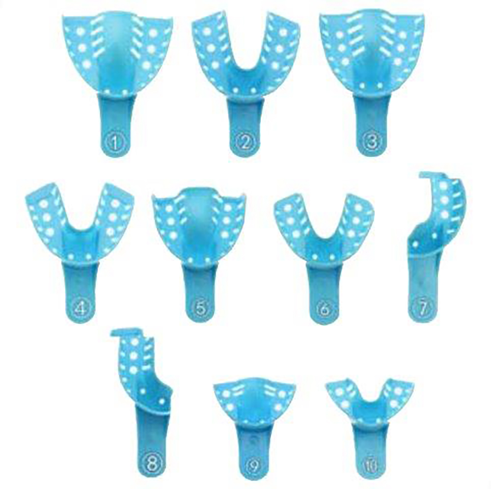 BLU-TRAY Impression Trays, Perforated Assorted (4pc med, 2 pc of each other size), 12/bg