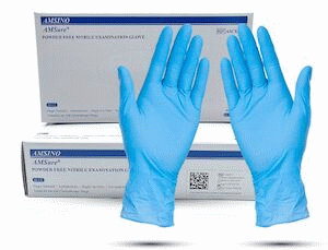 Amsino Exam Glove, Nitrile, Medium, Blue, Powder-Free, Chemo-rated 10 bx/cs