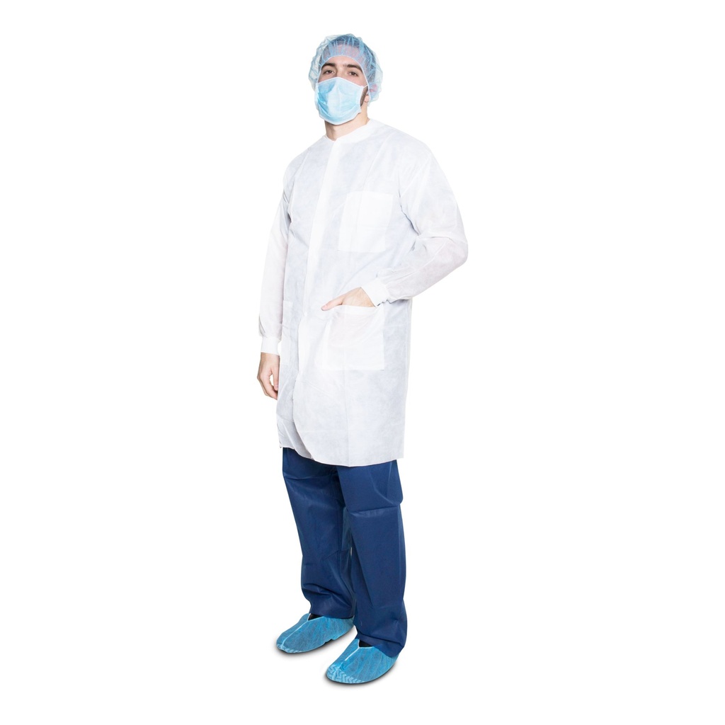 Lab Coat, without Pockets, 3X-Large, White, Disposable, 10/bg, 5 bg/cs