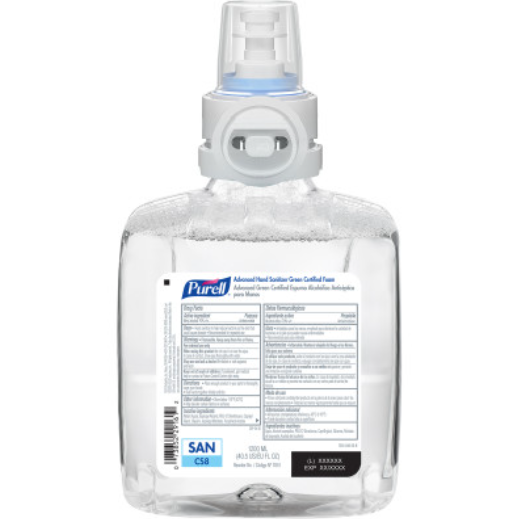 Hand Sanitizer Refill, Green Certified Foam, 1200ml, Fragrance-Free, CS8, 2/cs
