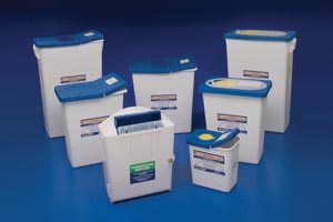 Waste Disposal Container, 2 Gal, Lid & Absorbent Pad, 10"H x 7¼"D x 10½" W
