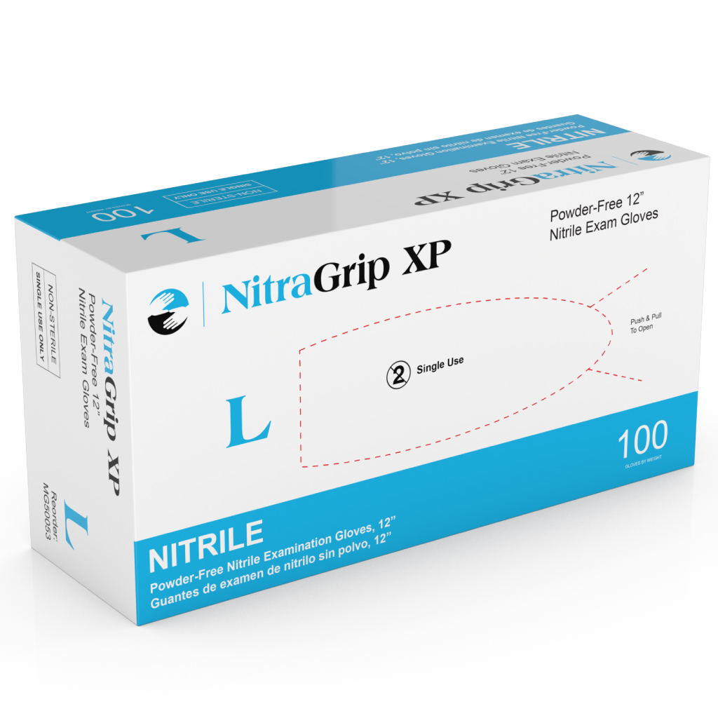 Medgluv Exam Glove, Nitrile, Medium, 12", 6mL, Chemo Tested, Textured, 100 pr/bx