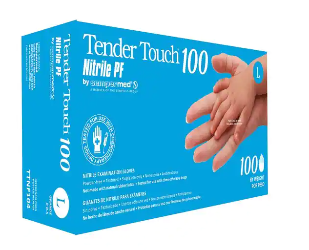 Exam Glove, Nitrile, Large, Powder Free (PF), Beaded Cuff, Textured Fingers, Ambidextrous
