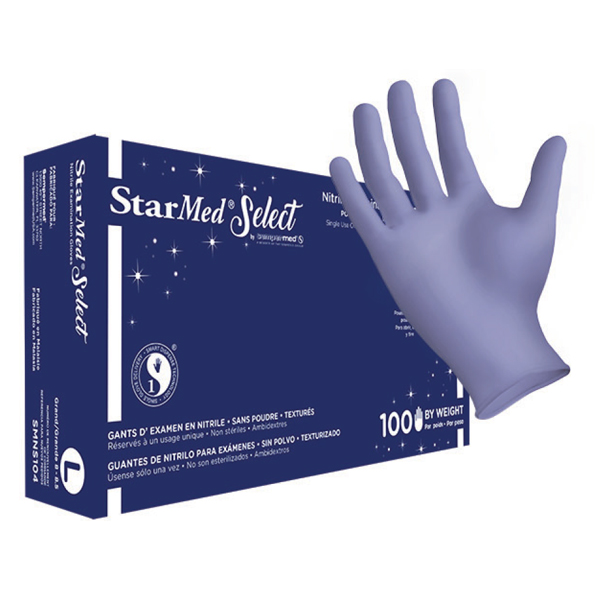 Exam Glove, Nitrile, Powder-Free (PF), Textured Fingertips, Beaded Cuff, Large (96 cs/plt)