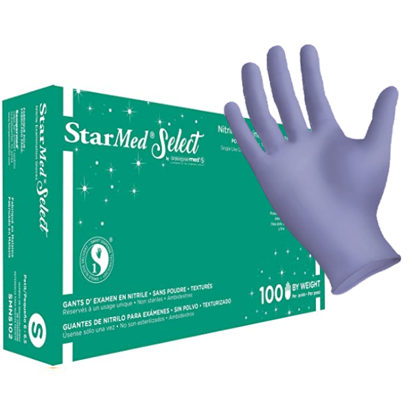 Exam Glove, Nitrile, Powder-Free (PF), Textured Fingertips, Beaded Cuff, Small (96 cs/plt)