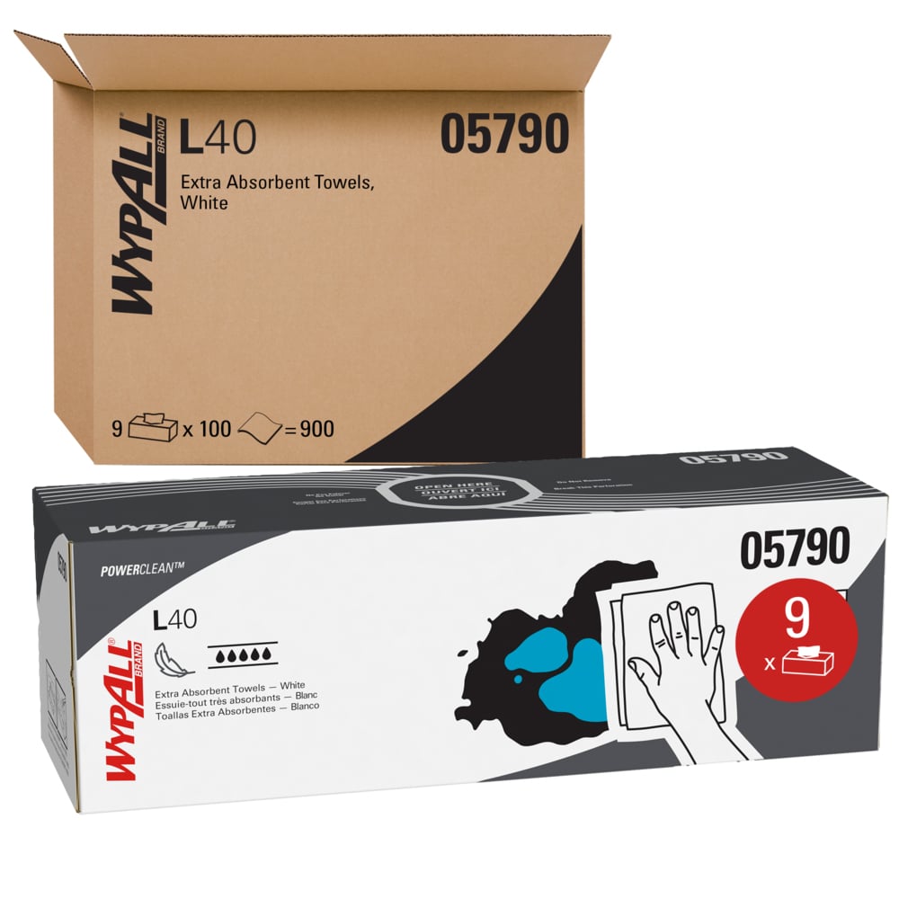 WYPALL Task Wipes, 16.4" x 9.8", White, 100 sheets/pk, 9 pk/cs