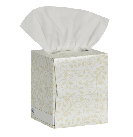 Facial Tissue Cube Box, 2-Ply, Premium, White, 8" x 8", 94 sht/bx, 36 bx/cs