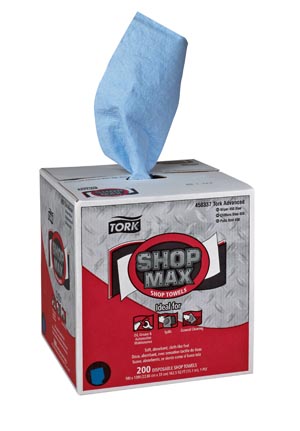 ShopMax Wiper, Centerfeed, Advanced, Blue, 1-Ply, 216.67ft, 200 sht/bx
