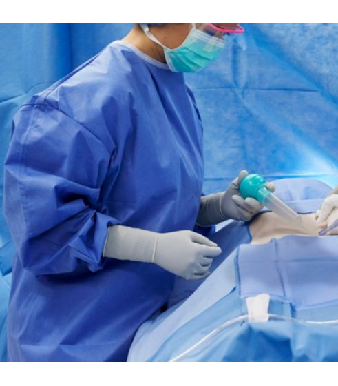 SMS Surgical Gown with Set-In Sleeve, AAMI Level 3, Non-Reinforced, 3X-Large, Blue, 18/cs