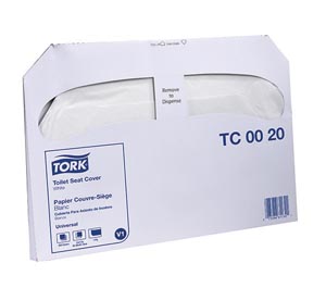 Toilet Seat Cover, 1/2 Fold, Universal, White, 1-Ply, V1, 14.5" x 9.5", 250/pk, 20 pk/cs