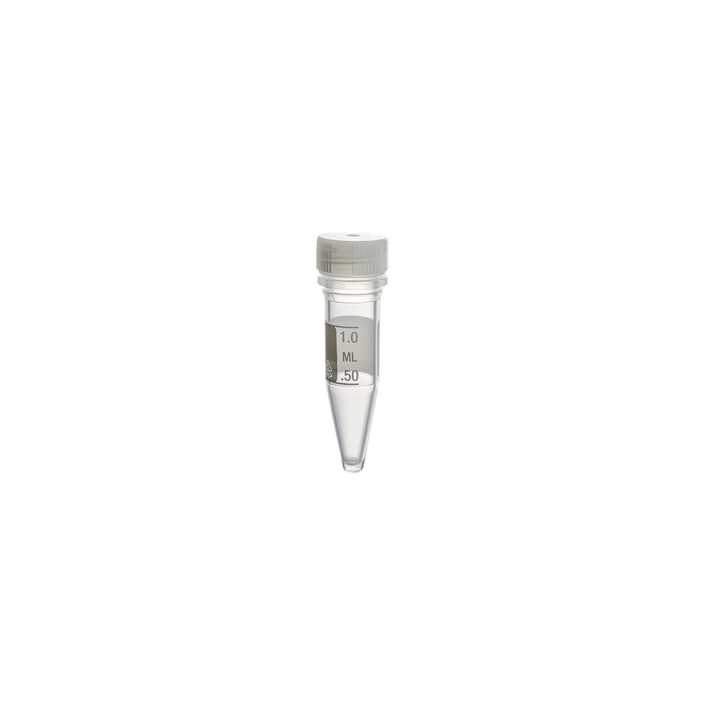 Simport Scientific 1.5mL Tube, Conical Bottom, Non-Printed, Screw on Caps, White Marking