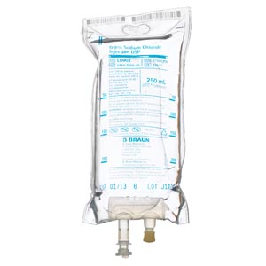 Sodium Chloride Injections, 0.9%, 250mL, EXCEL® Container (Rx) (Item is Non-Returnable), 24/cs 
