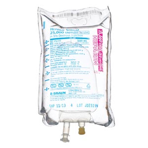 25,000 Units Heparin in 5% Dextrose Injection, 50 Units/mL, 500mL, EXCEL® Container