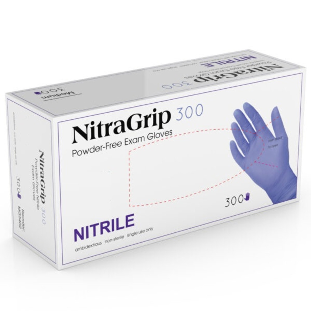 Medgluv Exam Glove, Nitrile, Large, Powder-Free, Textured Finger, 3.2ml, Teal Blue, 300/bx