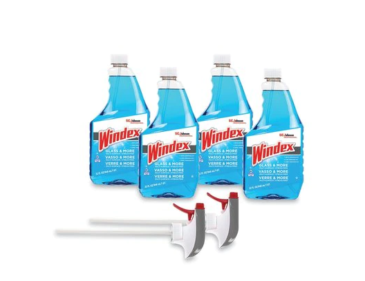 Windex® Glass & More, Commercial, Blue, Capped 32oz, Triggers (2), 4/cs