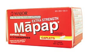 Major Pharmaceuticals Mapap, 500mg, 50s, Boxed, Compare to Tylenol®, NDC# 00904-6720-51