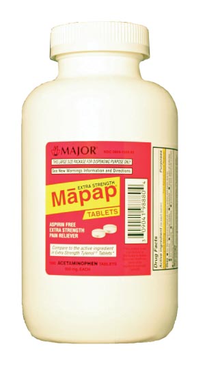 Major Pharmaceuticals Mapap, 500mg, 1000s, Compare to Tylenol®, NDC# 00904-6730-80