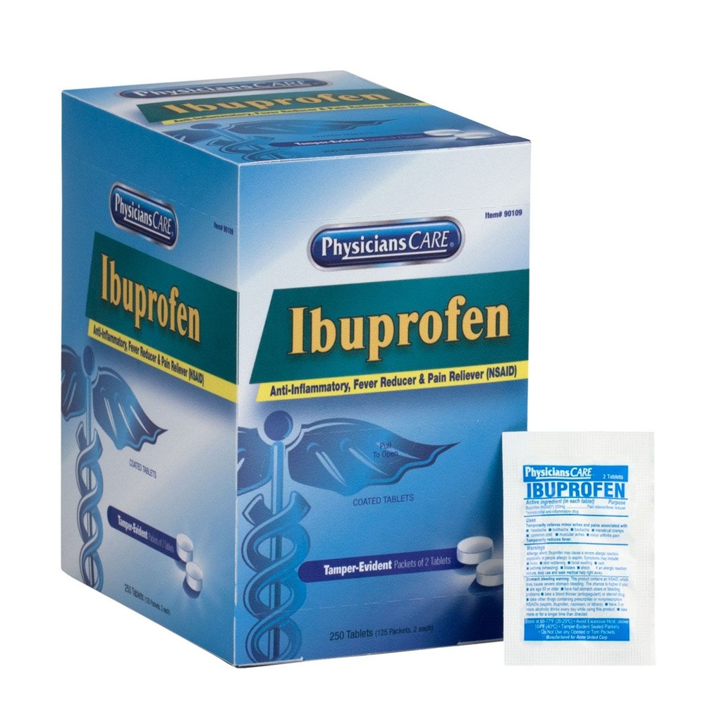First Aid Only PhysiciansCare 200 mg Ibuprofen Tablet, 250/Box