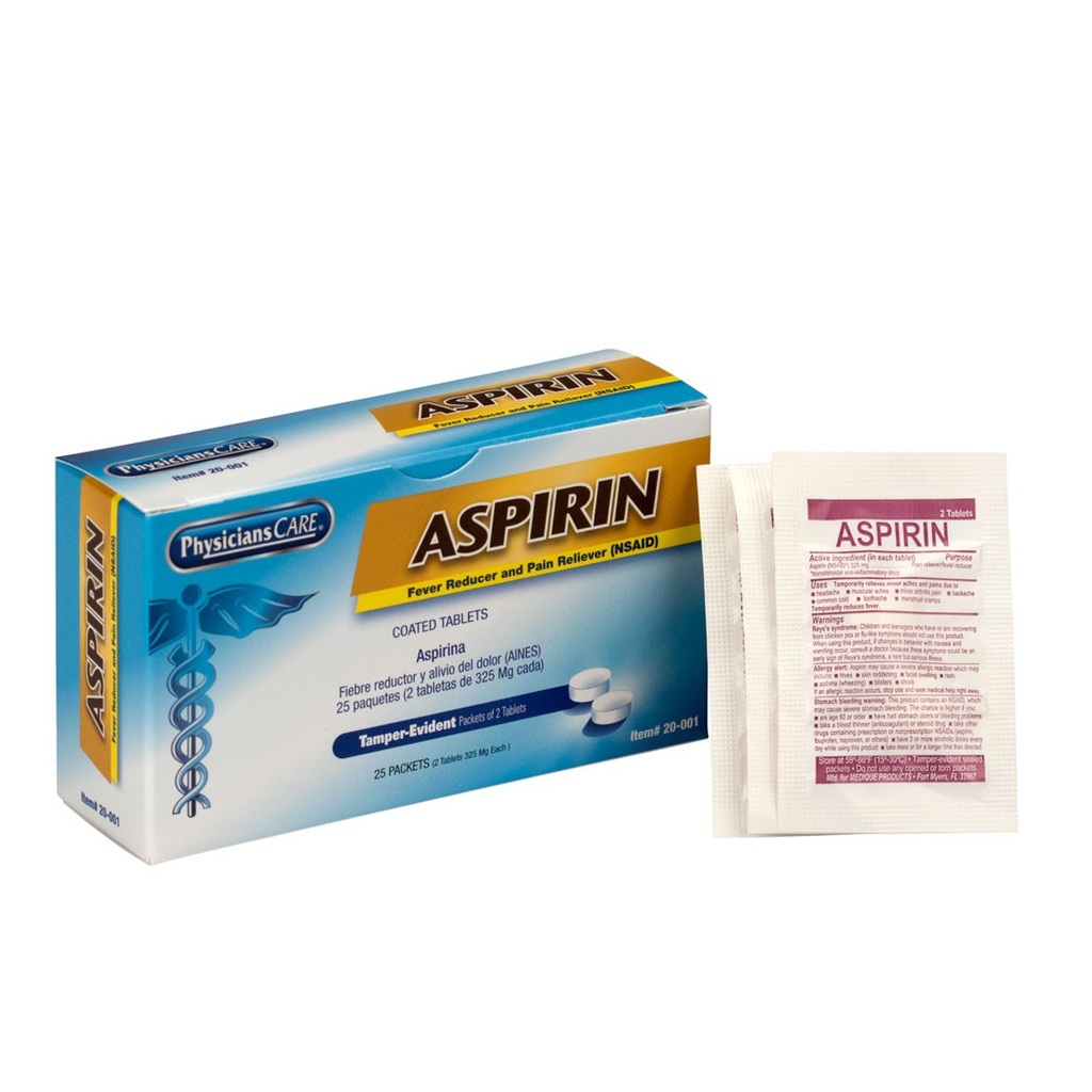 First Aid Only PhysiciansCare 325 mg Aspirin Tablet, 50/Box