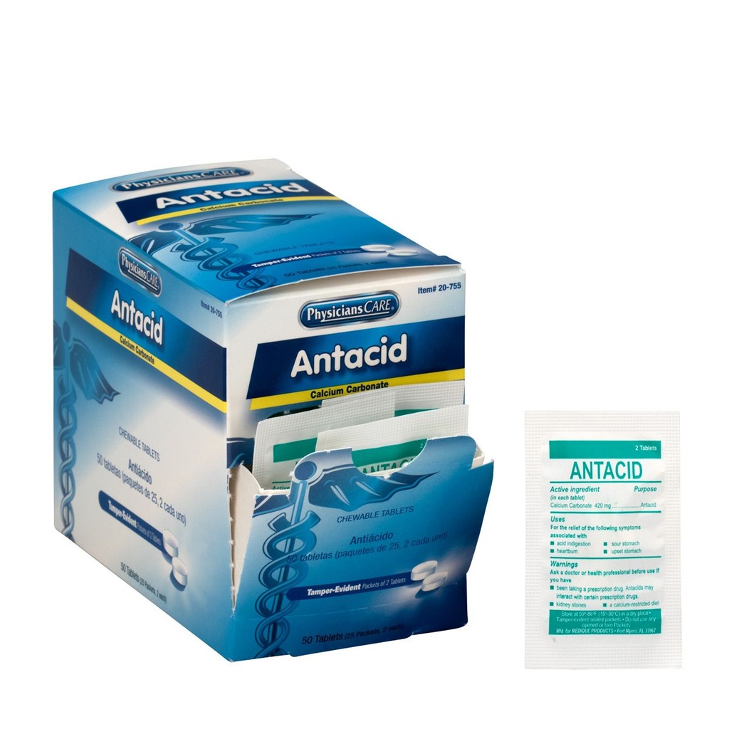 First Aid Only PhysiciansCare Antacid Tablet, 50/Box