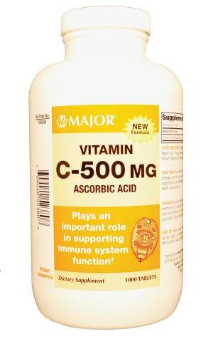 Major Pharmaceuticals Vitamin C, 500mg, Tablets, 1000s, NDC# 00904-0523-80