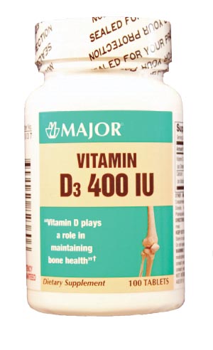 Major Pharmaceuticals Vitamin D, 400 IU Tablets, 100s, NDC# 00904-5823-60
