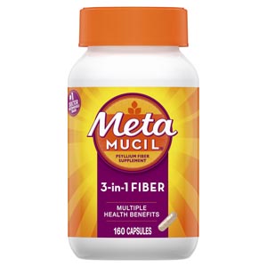 Metamucil® Psyllium Fiber Supplement, Fiber Capsules, 160/btl, 12btl/cs