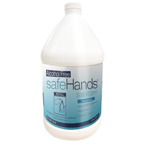 SafeHands Hand Sanitizer, w/ Pump, Alcohol-Free, Foaming, 128oz, 4/cs