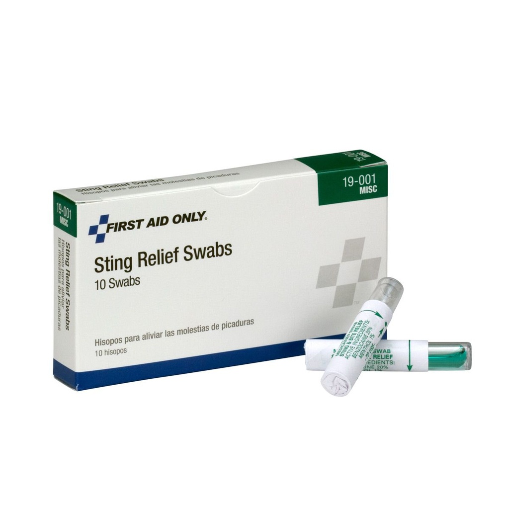 First Aid Only Sting Relief Swab, 10/Box