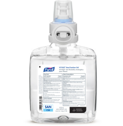 VF Plus Hand Sanitizer, Gel, 1200ml, CS8, Clear, 2/cs