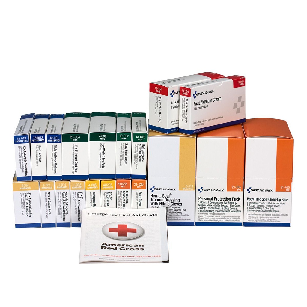 First Aid Only 75 Person Unitized Class A+ First Aid Kit and BBP Pack Refill