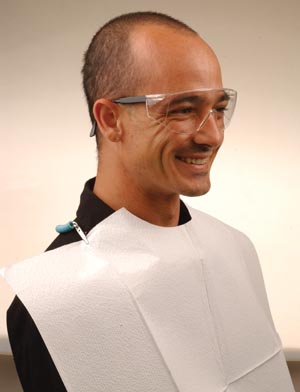 Crosstex International Bib, 3-Ply Paper, Poly, 18" x 22", Blue, 400/cs