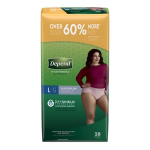 Kimberly-Clark Consumer Underwear, Maximum Absorbency, Large, Women, Blush, 28/pk, 2 pk/cs