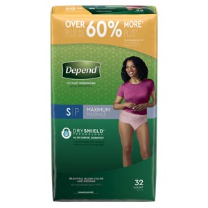 Kimberly-Clark Consumer Underwear, Maximum Absorbency, Small, Women, Blush, 32/pk, 2 pk/cs