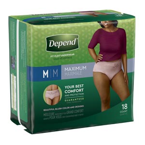 Kimberly-Clark Consumer Depend's Women's Fit-Flex, Medium, 31-37" Waist, 18/pk, 2 pk/cs