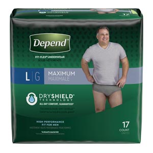 Kimberly-Clark Consumer Underwear, Maximum Absorbency, Large, Men, 17/pk, 2 pk/cs