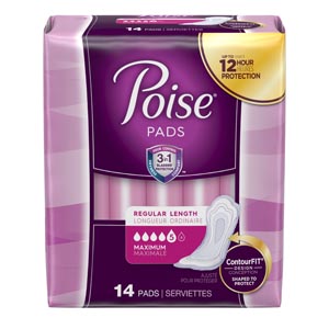 Kimberly-Clark Consumer Poise Pads, Ultra Plus, Side Shields, 14/pk, 6 pk/cs (84 cs/plt)