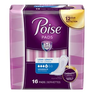 Kimberly-Clark Consumer Poise Moderate Extra Coverage Pads, 16/pk, 6 pk/cs