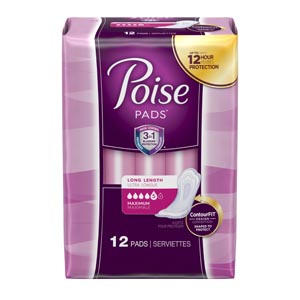 Kimberly-Clark Consumer Poise Pads, Maximum, Long, 12/pk, 4 pk/cs