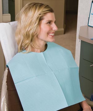 Contour Neck Bib, 17" x 18", 2-Ply + Poly, White