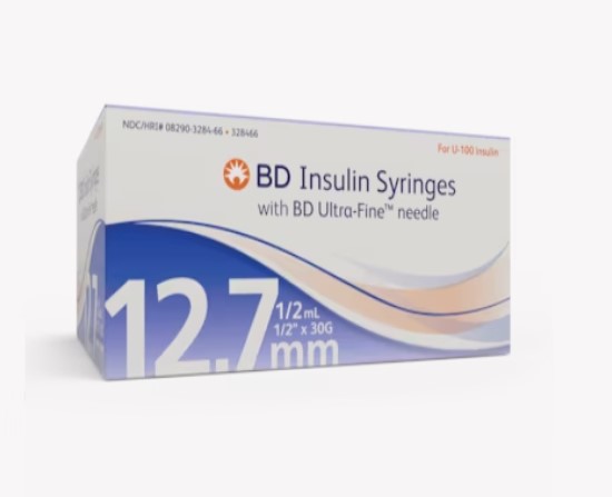BD, Insulin Syringes w/Ultra-Fine Needle 12.7mm x 30G 1 /2 mL/cc