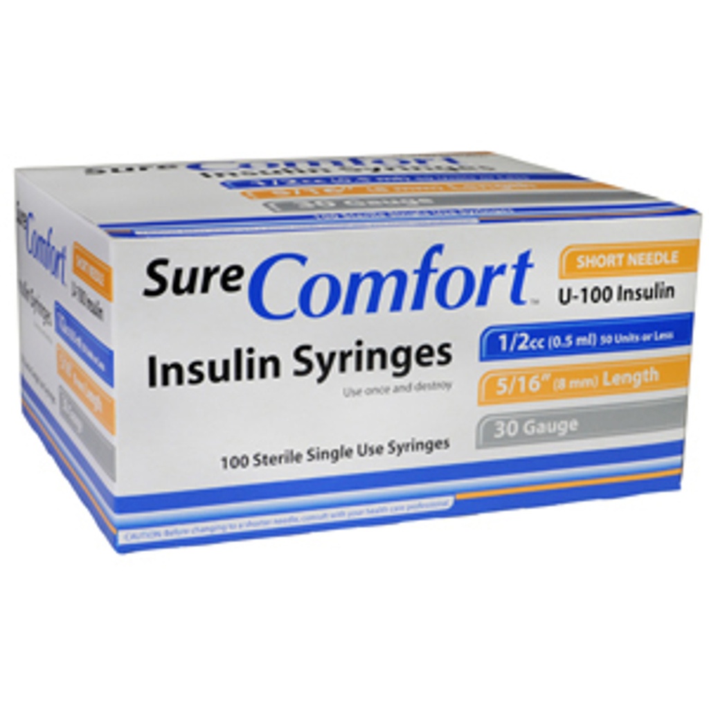 Allison Medical, Inc. Insulin Syringe, 30Gx5/16", 1/2cc , 5bx/cs, 6cs/ct