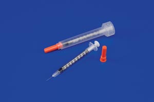 Insulin Syringe, Needle, 1mL, Regular Tip, 5 bx/cs