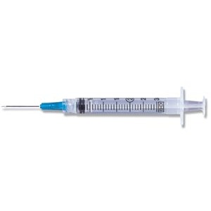 BD Syringe/ Needle Combination, 3mL, Luer-Lok™ Tip, 25G x 5/8" (36 cs/plt)