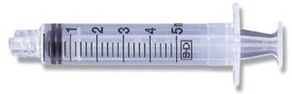 BD Syringe Only, 5mL, Slip Tip, 125/bx