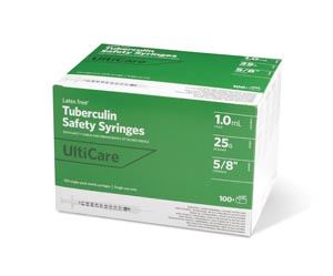 UltiMed, Inc. Safety Syringe, Fixed Needle, Tuberculin, 1mL, 25G x 5/8"