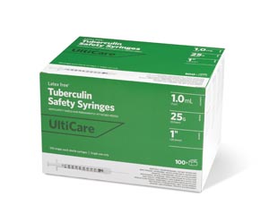 UltiMed, Inc. Safety Syringe, Fixed Needle, Tuberculin, 1mL, 25G x 1"