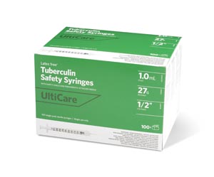 UltiMed, Inc. Safety Syringe, Fixed Needle, Tuberculin, 1mL, 27G x ½"
