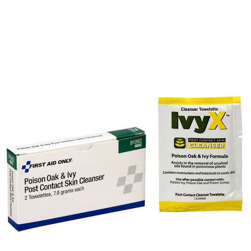 First Aid Only IvyX Poison Oak and Ivy Post-Contact Cleanser Towelette, 2/Box
